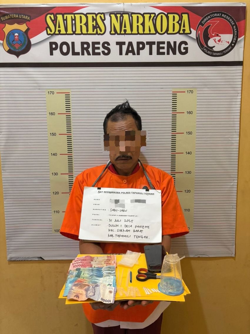 Polres Tapanuli Tengah Tangkap Pengedar Sabu di Kedai Tuak, Barang Bukti Disita