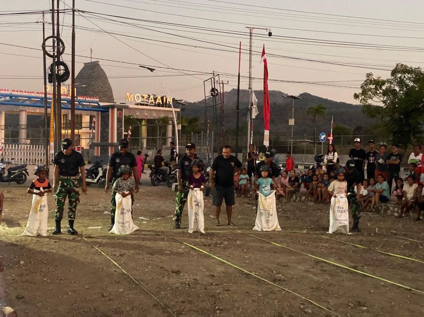 Sambut HUT RI ke-80, Satgas Yonif 741/GN Pos Motaain Gelar Lomba Meriah di Perbatasan