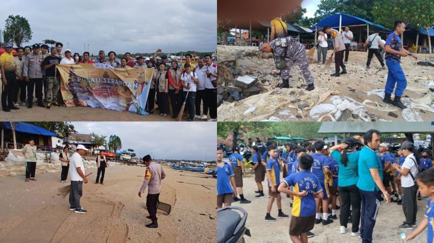 Bersih-Bersih Pantai Melasti, Wujud Nyata Sinergi Polisi dan Warga Serangan
