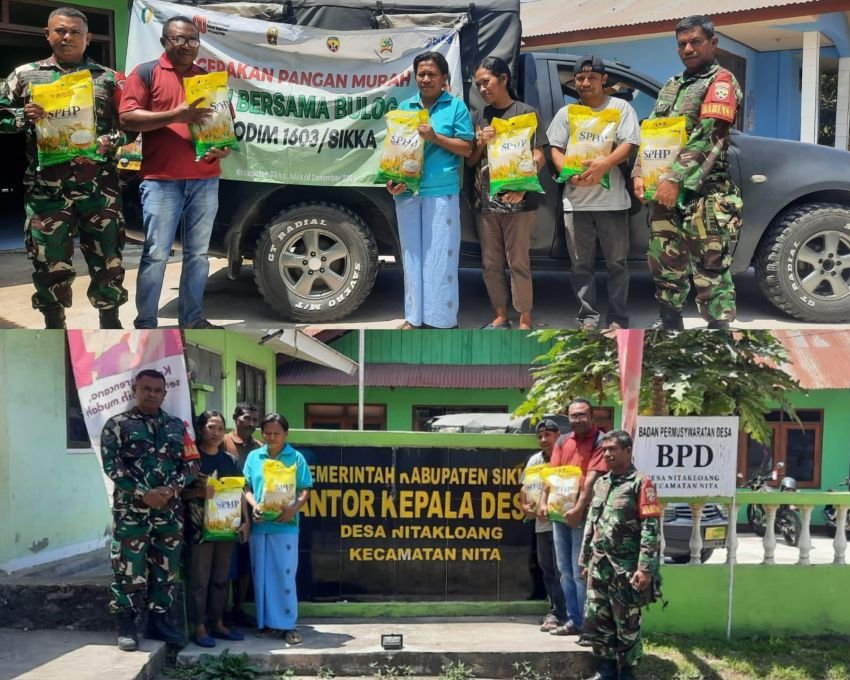 Kodim 1603/Sikka Salurkan Beras SPHP, Ringankan Beban Warga Nitakloang