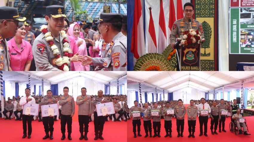 Kunjungi Polres Bangli, Kapolda Bali Beri Apresiasi dan Tiga Penghargaan kepada Personel Berprestasi