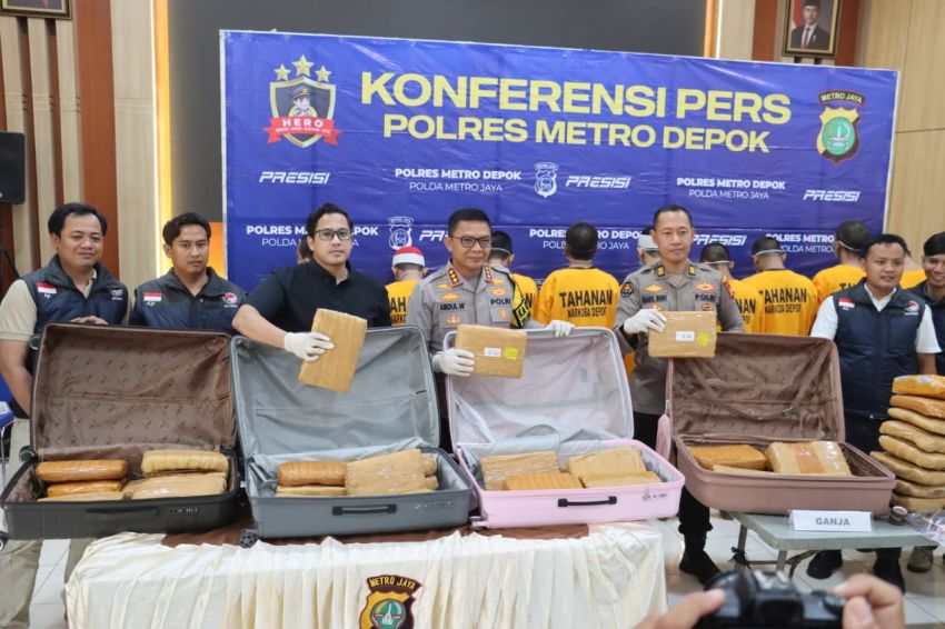 Polres Metro Depok Ungkap Peredaran Ganja 78 Kg, Enam Tersangka Diamankan