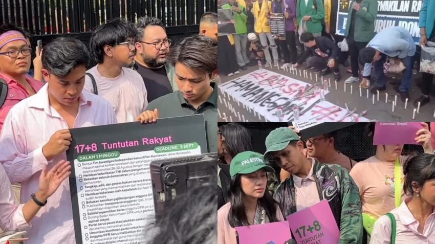 Mahasiswa dan Influencer Geruduk DPR: Serahkan Tuntutan dan Gelar Aksi Teatrikal Tabur Bunga