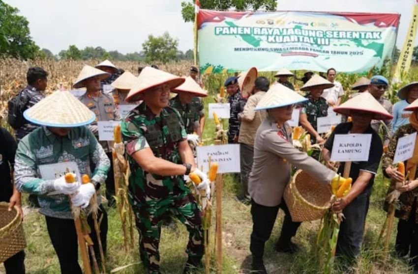 Panen Raya Serentak, Pangdam XXI/Radin Inten Hadir Bersama Polda Lampung