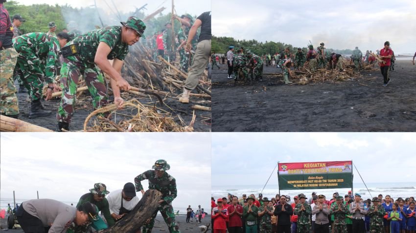 Kodim Tabanan Pimpin Bakti Teritorial Prima di Pantai Kelating, Perkuat Kemanunggalan TNI-Rakyat Sambut HUT ke-80 TNI