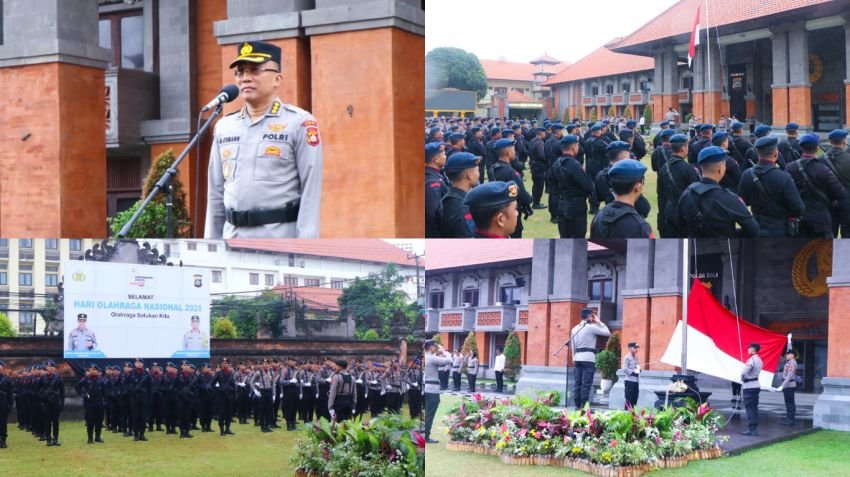 Semangat Tak Surut oleh Hujan, Polda Bali Tetap Gelar Upacara Haornas ke-42