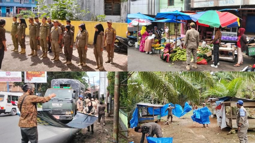 Satpol PP Padangsidimpuan Gelar Razia Gabungan: Tertibkan PKL, Spanduk Ilegal, dan Pondok Tertutup