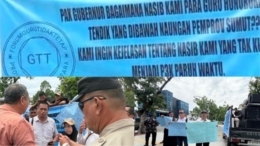 Guru Honorer Demo di Kantor Gubernur Sumut, Tuntut Kejelasan Pengangkatan PPPK Paruh Waktu