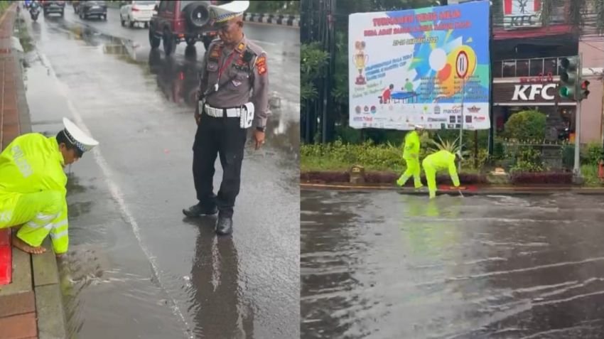 Hujan Guyur Denpasar Selatan, Polisi Atensi Genangan Air di Sanur