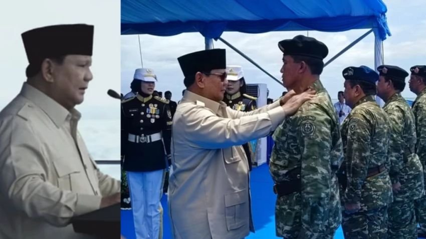 Presiden Prabowo Anugerahkan Kenaikan Pangkat Istimewa untuk 11 Purnawirawan TNI di KRI Radjiman