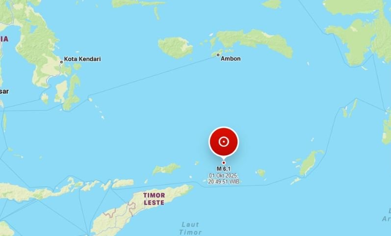 Gempa Magnitudo 6,1 Guncang Maluku Barat Daya, BMKG Pastikan Tak Berpotensi Tsunami