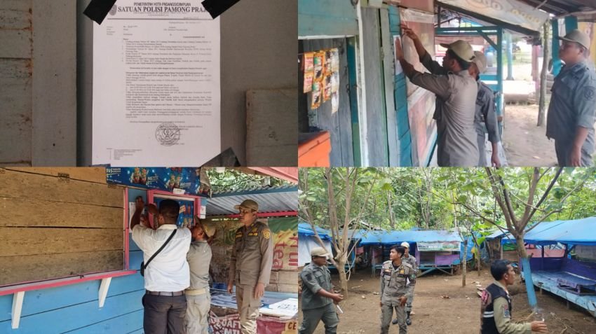 Satpol PP Kota Padangsidimpuan Tertibkan Kafe dan Warung Tak Berizin di Tor Simarsayang dan Jalan Baru