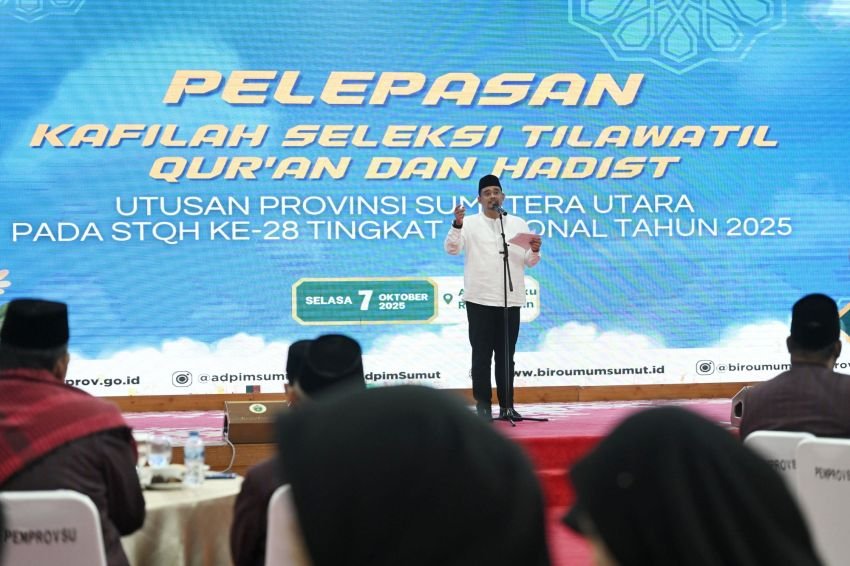 Gubernur Bobby Nasution Lepas Kafilah STQH Sumut ke Kendari, Janji Beri Hadiah Haji bagi Finalis