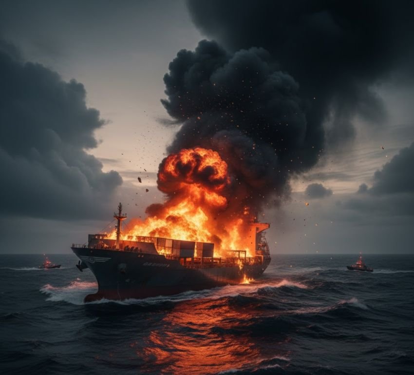 Dugaan Kapal Ilegal Terbakar di Perairan Bintan, Identitas Pemilik Masih Diselidiki