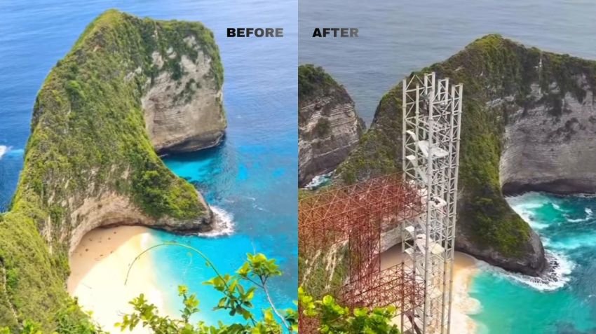 Viral Pembangunan Lift Kaca di Kelingking Beach, Akses Wisata Mudah atau Rusak Alam Bali?