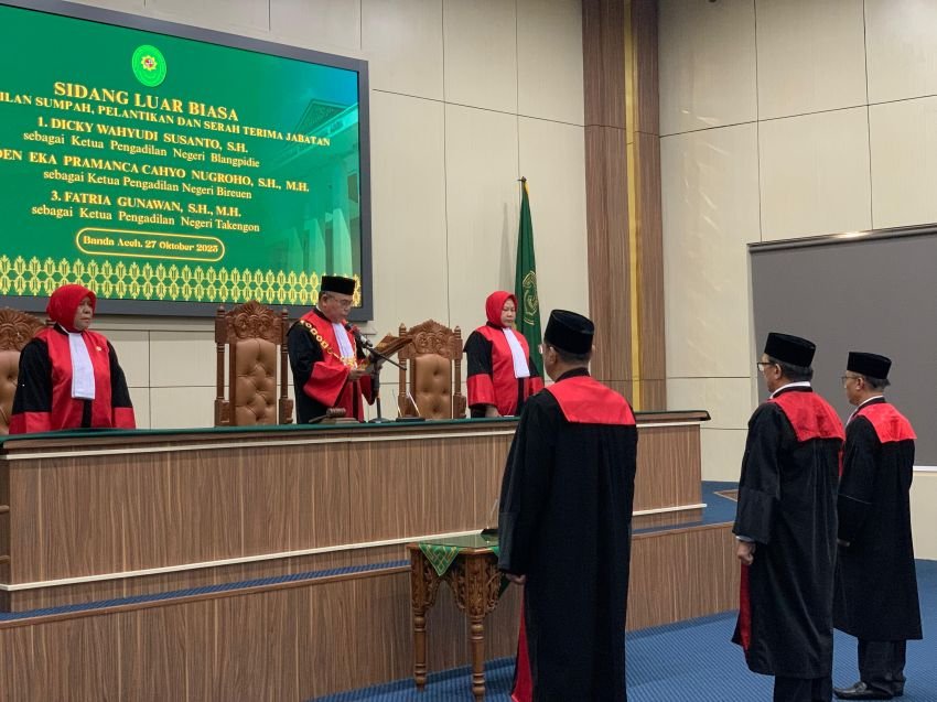 Pelantikan Tiga Ketua PN Baru di Banda Aceh, KPT: Jangan Khianati Amanah Ini!