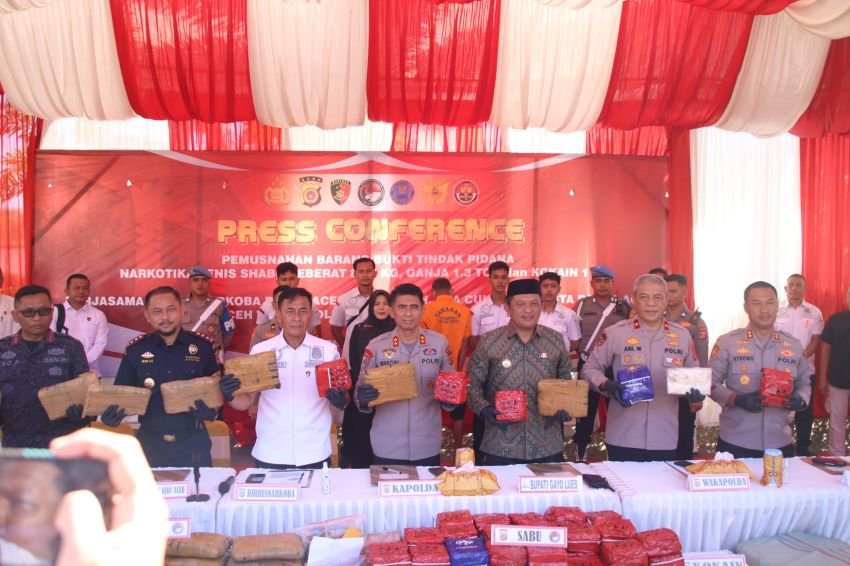 Polda Aceh Gagalkan Peredaran 80,5 Kg Sabu, 1,3 Ton Ganja, dan 1 Kg Kokain dalam 3 Bulan Terakhir