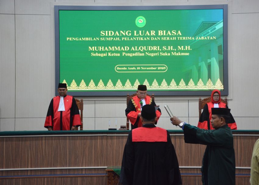 Nursyam Tekankan Tiga Fungsi Ketua PN Saat Lantik Muhammad Alqudri di Banda Aceh