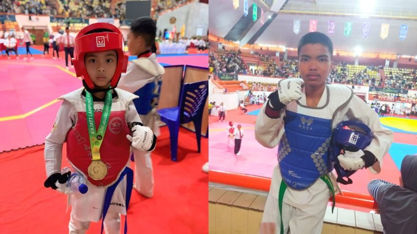 Hebat! Dua Bersaudara Lampung Raih Medali Emas dan Perak di Turnamen Taekwondo Piala Kajati Lampung Cup 1