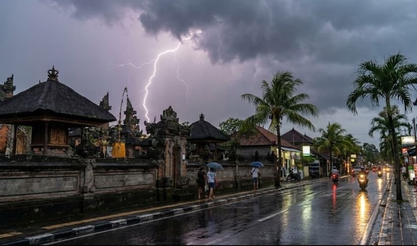 Cuaca Bali Hari Ini: Sejumlah Wilayah Diguyur Hujan Ringan hingga Petir, Buleleng Paling Panas
