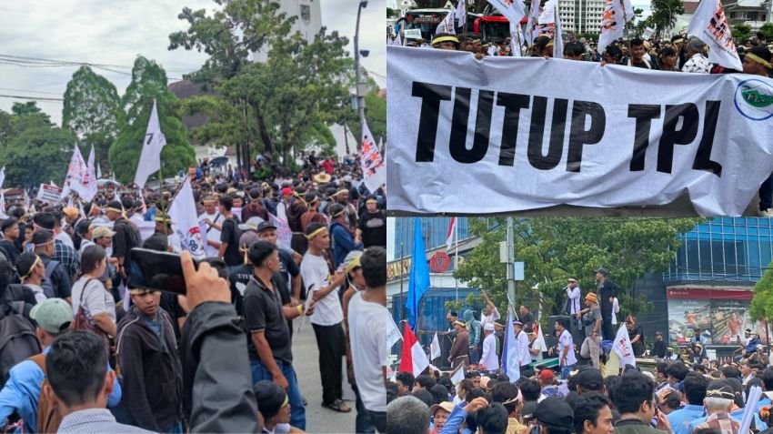 Ribuan Warga Geruduk Kantor Gubernur Sumut Serukan Penutupan PT TPL, Bobby Nasution Tak Hadir