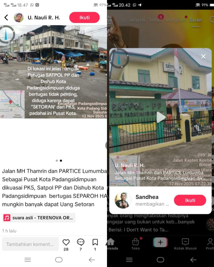 Unggahan TikTok Soal &ldquo;Setoran Jalan&rdquo; Bisa Berujung Masalah, Begini Pesan Satpol PP Padangsidimpuan