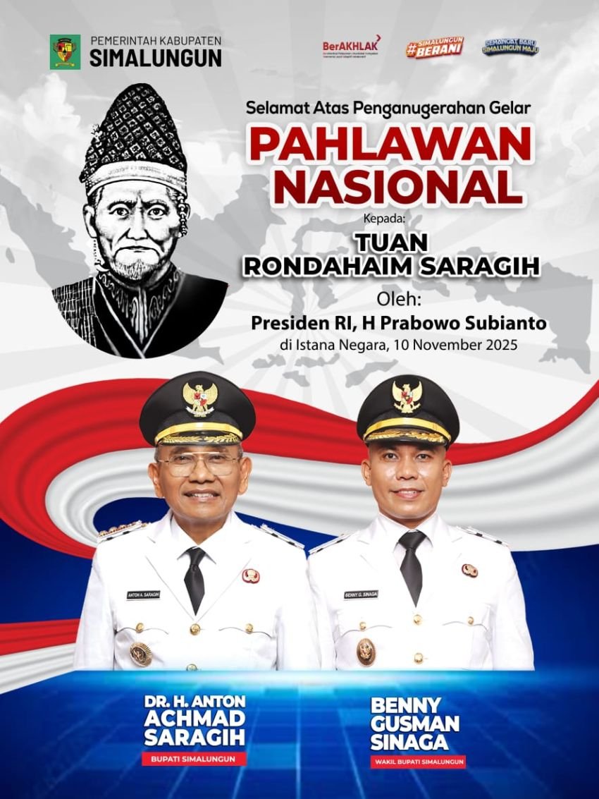 "Napoleon der Bataks" Tuan Rondahaim Saragih Garingging, Dianugerahi Gelar Pahlawan Nasional oleh Presiden RI