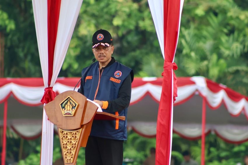 Sekda Dewa Indra Pimpin Apel Siaga Bencana, Ingatkan Ancaman Cuaca Ekstrem Bali 2025–2026