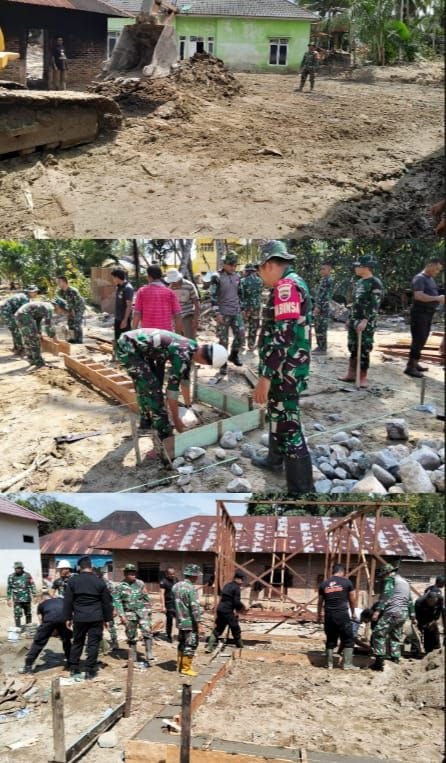 Kodim 0212 Tapsel Turun Tangan, Bantu Warga Bersihkan Lumpur dan Puing Pascabanjir