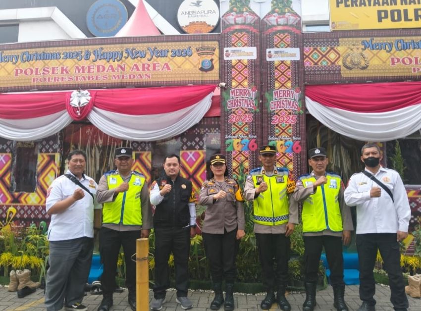 Dukungan Moril untuk Polri, Pokdarkamtibmas Bhayangkara Sumut Sambangi Pos PAM Nataru di Medan