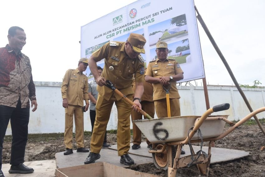 Bupati Deli Serdang dan PT Musim Mas Mulai Pembangunan Alun-Alun Kecamatan Percut Sei Tuan, Rampung Dalam 6 Bulan