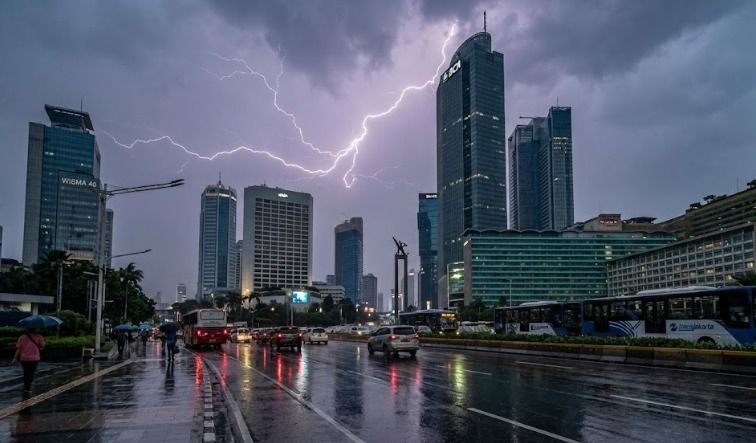 Hujan Petir Berpotensi Guyur Sejumlah Wilayah Jakarta, Suhu Capai 32 Derajat Celsius