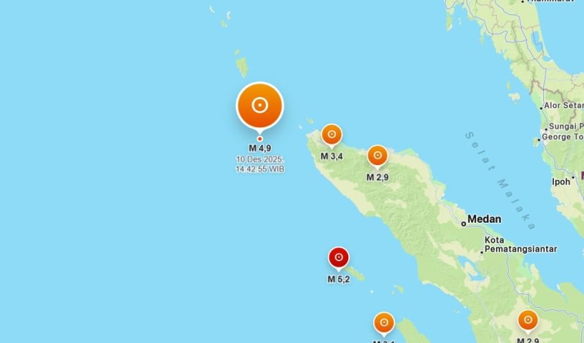 Gempa M 4,9 Guncang Aceh Siang Ini, Tak Berpotensi Tsunami
