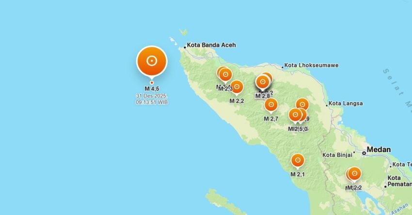 Gempa Magnitudo 4,4 Guncang Aceh Besar Pagi Ini, BMKG Imbau Warga Tetap Tenang