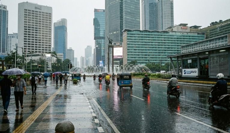 Hujan Sedang Diprakirakan Guyur Sebagian Besar Wilayah Jakarta Hari Ini