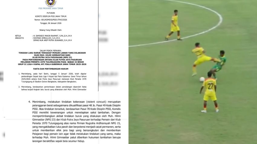 PSSI Hukum Seumur Hidup Hilmi Gimnastiar Usai Tendangan Brutal di Liga 4 Jatim: Sepak Bola Bukan Arena Bela Diri