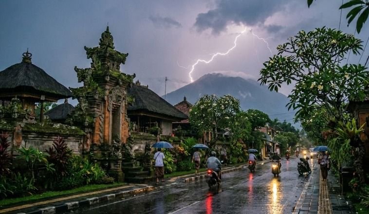 Cuaca Bali Didominasi Hujan Ringan hingga Petir, Warga Diminta Waspada