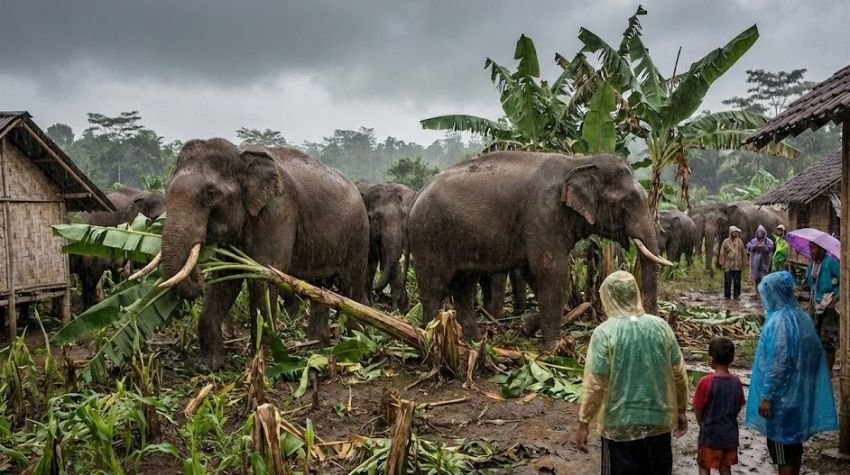 Dua Pekan Gajah Liar Teror Pemukiman Aceh Timur, BKSDA Sulit Masuk Karena Banjir