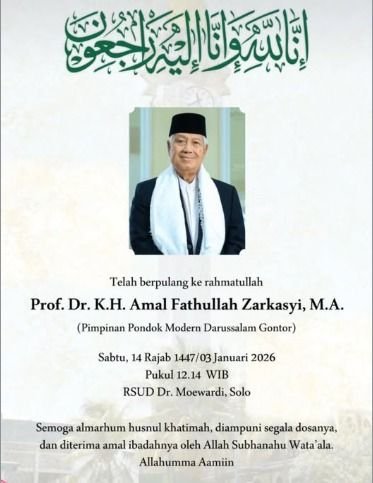 Kabar Duka Gontor: Prof. Dr. K.H. Amal Fathullah Zarkasyi Wafat di Solo