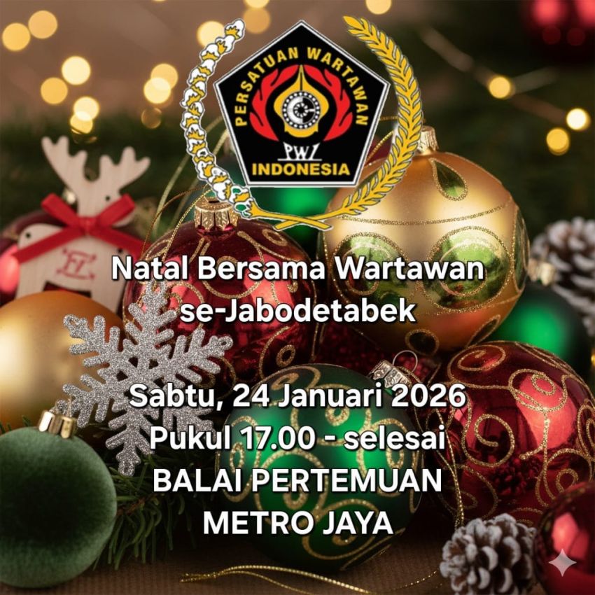 PWI Pusat Gelar Natal Bersama Wartawan Jabodetabek, Angkat Tema &ldquo;Allah Hadir Untuk Menyelamatkan Keluarga&rdquo;