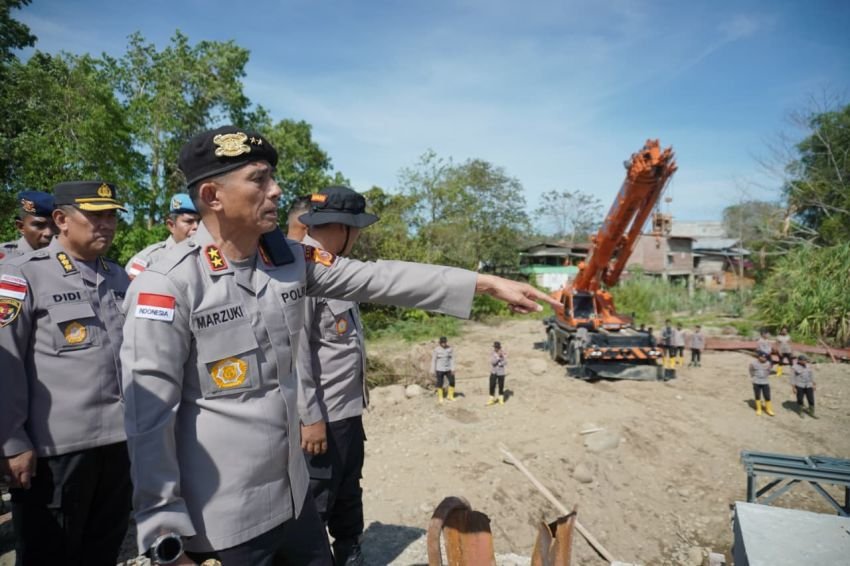 Kapolda Aceh Pastikan Pembangunan Jembatan Bailey Sawang Selesai Tepat Waktu