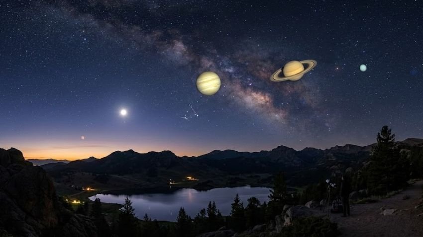 Jangan Lewatkan! Enam Planet Tata Surya &ldquo;Berbaris&rdquo; dan Bulan Sabit Hiasi Cakrawala Barat Usai Matahari Terbenam