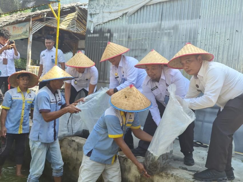 Wujudkan Kemandirian Warga Binaan, Lapas Labuhan Ruku Tebar 10.000 Benih Ikan Lele