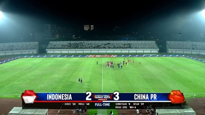 Uji Coba Kedua Timnas U-17, Indonesia Tertinggal 2-3 dari China Setelah Gol Menit Terakhir
