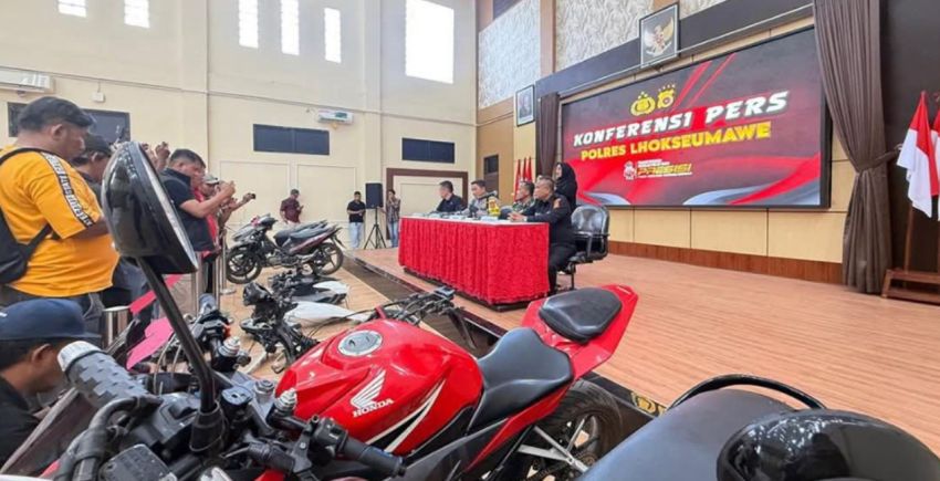 Polres Lhokseumawe Tangkap 7 Tersangka Curanmor dan Penadah, TNI-Polri Lakukan Joint Investigation