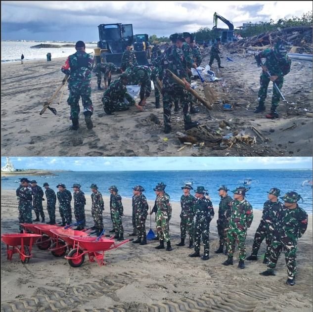 TNI Bersinergi dengan Kodim dan Yonif 741, Laksanakan Pembersihan Pantai Jerman Secara Menyeluruh