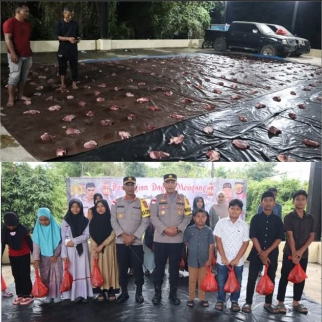 Polres Aceh Besar Gelar Tradisi Meugang, Bagikan Daging Sapi untuk Personel, Anak Yatim, dan Warga Kurang Mampu