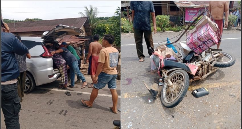 Laka Lantas di Tapanuli Selatan, Motor Supra X 125 Hantam Dum Truck Sawit