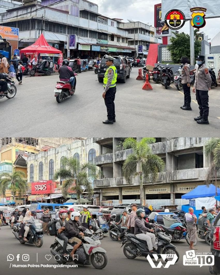 Patroli dan Pengaturan Lalu Lintas, Polres Padangsidimpuan Jaga Keamanan Pasar Ramadhan