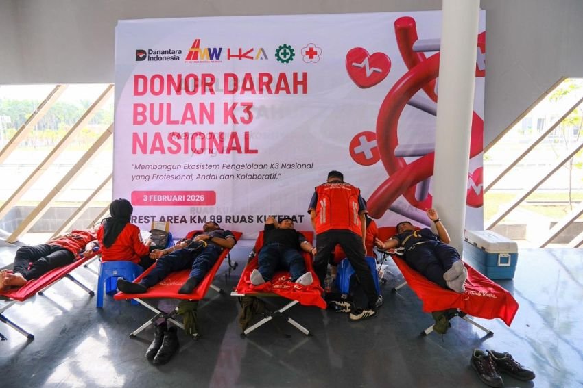 Tumbuhkan Budaya K3, Hamawas Gelar Apel dan Donor Darah di Rest Area KM 99